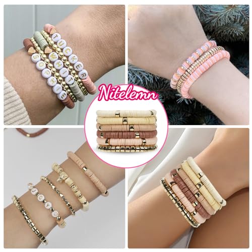 2370pcs Neutral Clay Beads for Bracelets Making - color: Neutral