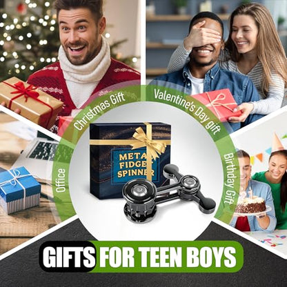 Fidget Spinner Toy for Adult Cool Gadgets Gifts for Teen Boy Metal Silent Figette Office Desk Toy Anxiety Stress Relief Item Quiet Calming Down Autism ADHD Tools Valentines Day Gifts for Him Men - style: blue