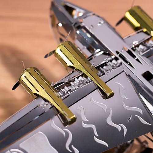 METAL-TIME SPLASHING DREAMER, 3D Metal Airplane Model Mechanical Building Kit, Unique Wind-Up Moving Mechanism, Stainless Steel DIY Construction with Toolbox - 124 Pieces.