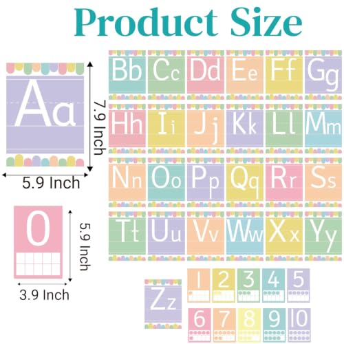 37 Pcs Pastel ABC Alphabet for Classroom Wall ABC Posters and 0-10 Number Cards Pastel Bulletin Board Letters Number Line for Classroom (Pastel ABC) - color: Pastel Abc