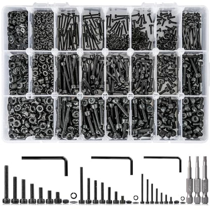 Hex Socket Metric Bolt Assortment, 1713Pcs M2 M3 M4 - size: A. M2 M3 M4