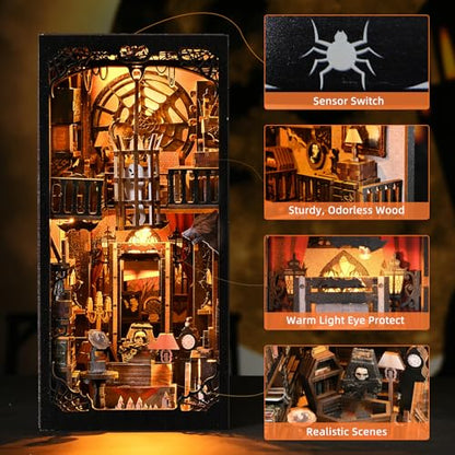 Book Nook Kit, Book Nook Kits for Adults DIY Booknook Model Build - color: Dark Family