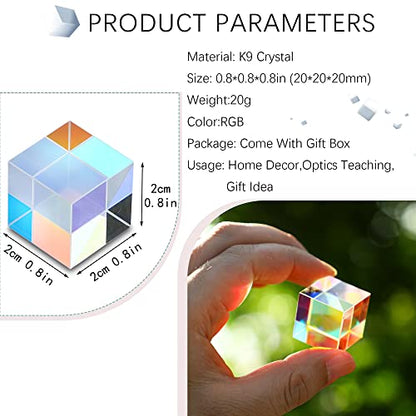 Colorful Crystal Glass Prism X-Cube RGB Dispersion Optical Glass Prisms - size: 20mm X-Cube