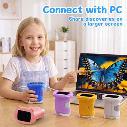 SEEKID Kids Microscope,1000X Handheld Digital Microscope (Blue) - color: Blue