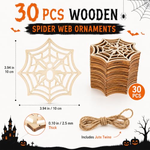 MAQIHAN Wooden Spider Web Craft Kit 30PCS – DIY Halloween Hanging Decor - size: Spider Web
