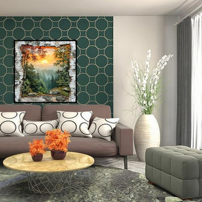 5D Forest Landscape Diamond Art kits for Adults Beginners 13.7x 13.7 Inch - color: KM30-1
