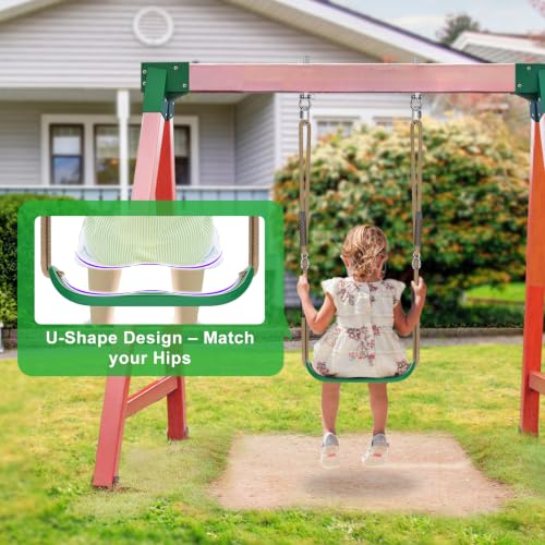 2Pack Heavy Duty Swing Seats for Kids Green Soft EVA Anti Slip Seat Outdoor - color: Green Soft Eva & U-shape Swing Seats