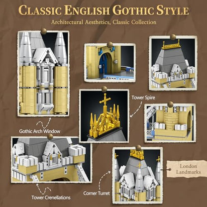 Reobrix Tower Bridge Building Set 55018, 9782 PCS London Landmark Architecture Model Kit for Adults, Challenging Collectible Building Blocks for Home Office Decor, Gifts for Teens 14+