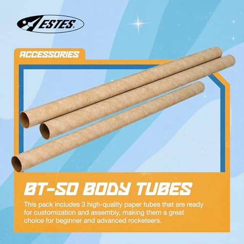Estes 3086 Pack of 3 BT-50 Body Tubes, Flying-Model-Rocket Building Supplies, Rocket Model Kit Accessories for Ages 10+
