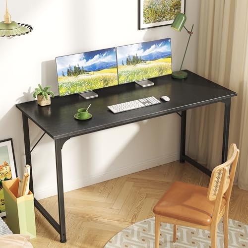 Huuger 48 Inch Office & Gaming Desk with Storage, Modern Simple Design, Large Legroom, Black Metal Frame - color: Black, size: 48inch