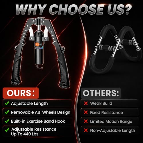 Twister Arm Trainer, 3 in 1 Hydraulic Power Chest Workout Equipment with Ab Roller Wheels and Hooks, Adjustable 22-440lbs Arm Trainer for Men Women, Home Gym Equipment for Full Body Strength Training - color: black