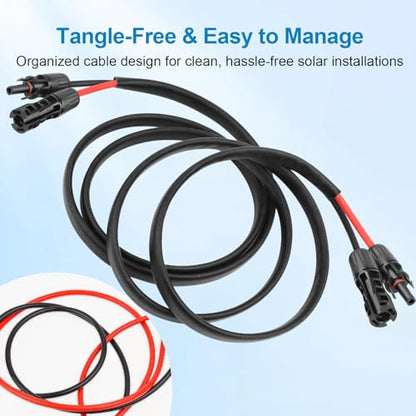 XRDS -RF Solar Cable 10FT, 8AWG Solar Extension Cable with Male & Female Solar Connectors, Flame-Retardant Protective Sleeving Solar Panel Cable, Weatherproof PV Wire for Solar Panel Connection - size: 8AWG 10FT