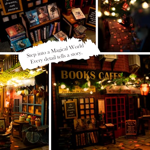MiniAlley Book Nook DIY Kit - Dreamy - Miniature House Dollhouse Kit for Adult and Teens, Desgined in USA, Booknook Bookshelf Decor Alley Model Build with LED Light, Gifts for Family and Friends - style: Dreamy MiniAlley