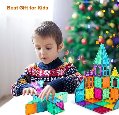 Magnetic Tiles Car Set Truck Kit Toy with Stronger Magnets, Educational Magnet Cars with Re-Enforced Hitch and Long Bed for Girls Boys Toddler Ages 3+ (110 PCS Set) - color: 110 Pcs Set
