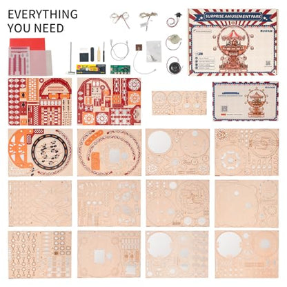 3D Puzzles for Adults, Wooden 3D Puzzle Model Surprise Amusement Park Music Box Toys Building Kits, DIY Wood Crafts Cool Toy Hobbies for Men Women, Creative Assembly Gifts
