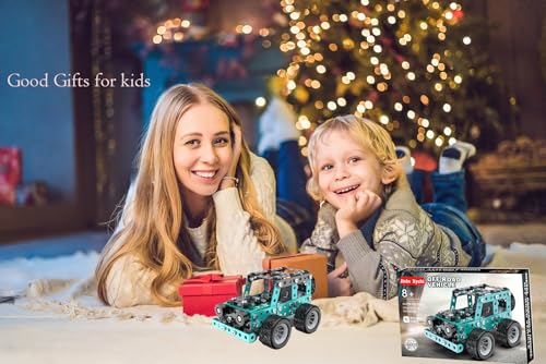 Buildable 3D Metal Engineering Kit 194-Piece STEM Set for Ages 8-16 Develops Logic Skills DIY Project Ideal Gift for Kids (Blue) - style: blue car 2 in 1