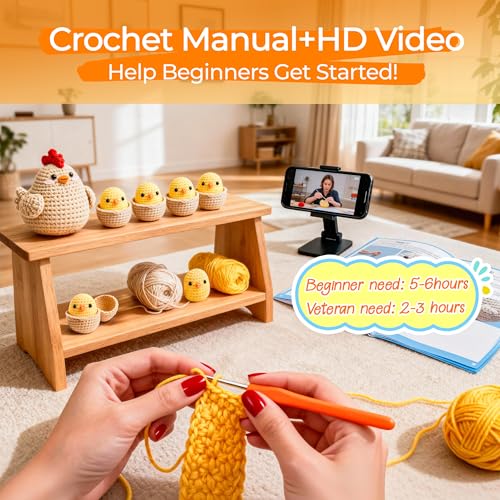 Joyclub Crochet Kit for Beginners 4 Chicken Family with Video for Adults - color: Crochet Chicken
