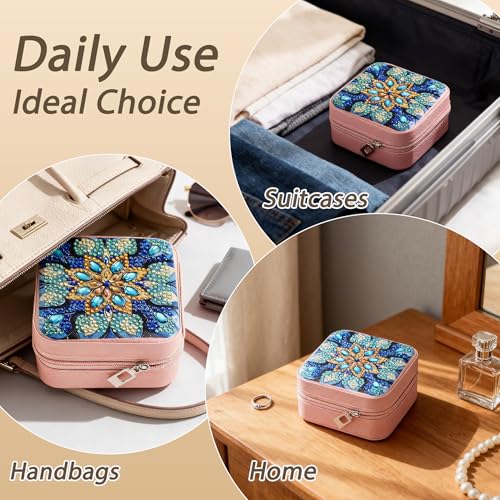 4 PC Diamond Art Jewelry Boxes for Adults Craft Bedazzling Kit Women - color: Blue&Blue