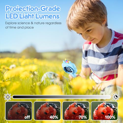 2.4" Screen Kids Microscope, 4K Handheld Digital Microscope - color: Blue