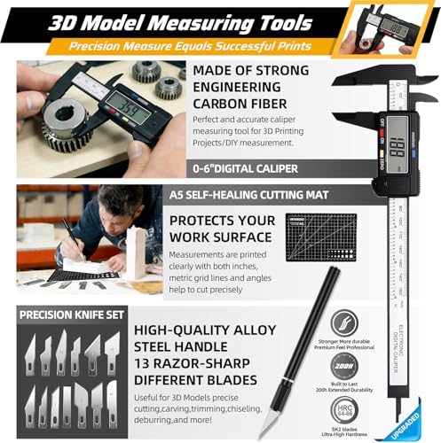 59pcs 3D Printer Tools Kit with Hard Case, 3D Printer Accessories incl Deburring Tool, Digital Caliper, Hygrometer, Nozzle Clog Poke, Pilers, Flush Cutter, for Bambu Lab, Ender 3, FDM/SLA Printers etc - style: Super 3D Box