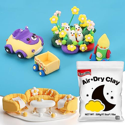 ifergoo 500g Yellow Air Dry Clay, 1.1LBS Foam Magic Modeling Clay for Kids - color: Yellow/500g