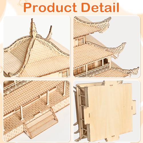 3D Wooden Puzzle & Building Blocks for Adults 14+ - Yueyang Tower Chinese Architecture Model Kit (216 PCS), DIY Craft Gift for Men & Teens,No Glue Needed - color: Yueyang Tower