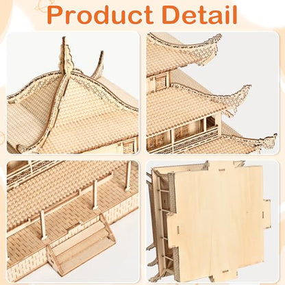 3D Wooden Puzzle & Building Blocks for Adults 14+ - Yueyang Tower Chinese Architecture Model Kit (216 PCS), DIY Craft Gift for Men & Teens,No Glue Needed - color: Yueyang Tower