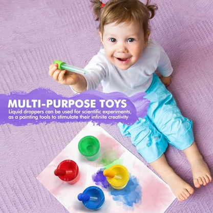 Toddler Paint Brushes Paint Cups with Lids Droppers for Kids - style: Kids painting set