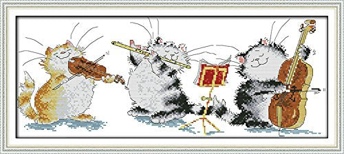 CrossNest 14CT Animal Counted Cross Stitch Kit for Beginners, Unprinted Complete DIY Embroidery Set with Pattern & Tools, Premium Aida Cloth & Threads (Concert) - color: Pattern 27