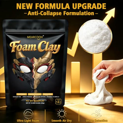 MEARCOOH Modeling air Dry Foam Clay White Cosplay Magic Clay 300g (10.58oz) - color: White, size: 300g