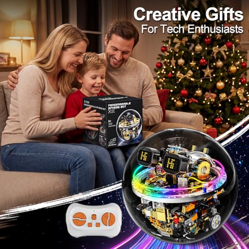 STEM Robot Building Kit for Kids Ages 8-14, 804 PCS Remote & APP Control Spherical Robotics Toy with LED Expressions & Cyberpunk Lights, Programmable Rolling Technic Coding Set, Gift for Boys & Girls
