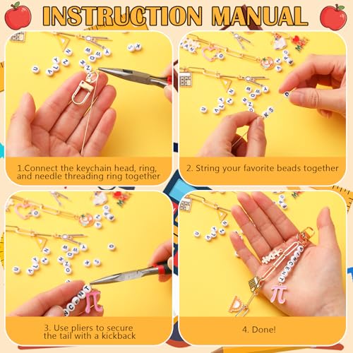 CraftyDream 558 Pcs Math Teacher Charm Keychain Making Kit DIY Name Crafts - style: I Love Math