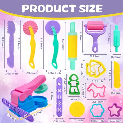 Dough Tools 36pcs Dough Play Tools Set for Kids with Dough Cutters,Roller,Rolling Pins,Dough Extruder