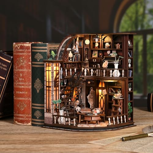 DIY Miniature House Kit for Adults & Teens, Grand Bookstore Scene Mini House Decor with LED, 3D Wooden Puzzle Gift for Book Lovers & DIY Fans (Bacchus Bookstore) - style: Bacchus Bookstore