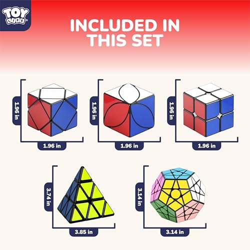 STEAM Life Speed Cube Set 10 Pack, Variety of Shapes & Difficulty Levels – Includes 2x2, 3x3, 4x4 Pyramid, Mirror, Megaminx & More – Smooth & Fast Turning Puzzle Cubes for Kids & Adults, Ages 8+ - color: 10pc