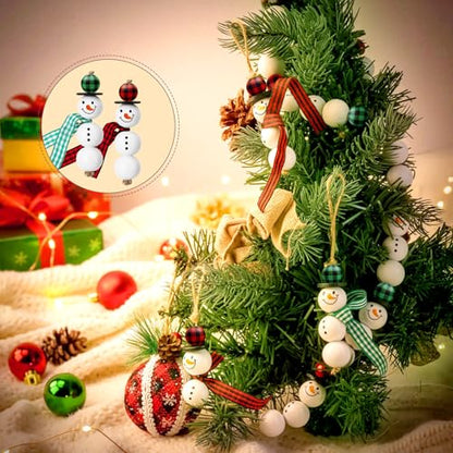 Landical 180 Pcs Christmas Crafts Snowman Wooden Bead DIY, Cute Color - color: Cute Color