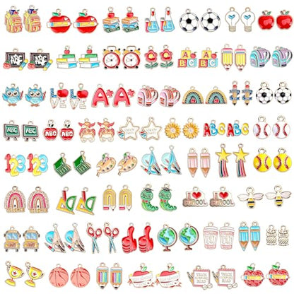SANNIX 110 Pieces School Themed Charms Bulk, Teacher Jewelry DIY Craft - style: School Charms