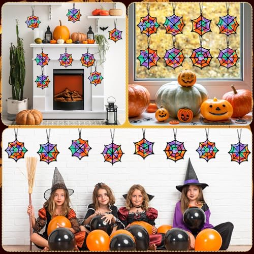 Qyeahkj 36 Set Halloween Spider Web Suncatchers Crafts Kit for Kids - style: Spider Web