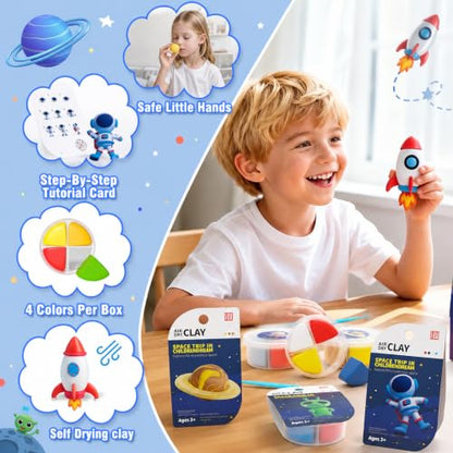 Air Dry Clay Kit -12 Space Theme Modeling Clay for Kids Arts and Crafts - color: #04Dark Blue- Children's Drem Star