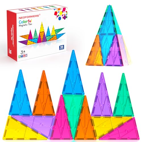 Magnetic Tiles Building Block Set: 16PCS Isosceles Triangle Expansion Pack Construction Building Blocks, Starter Set for Kids Ages 3+ - color: Nf-t16