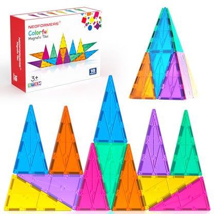 Magnetic Tiles Building Block Set: 16PCS Isosceles Triangle Expansion Pack Construction Building Blocks, Starter Set for Kids Ages 3+ - color: Nf-t16