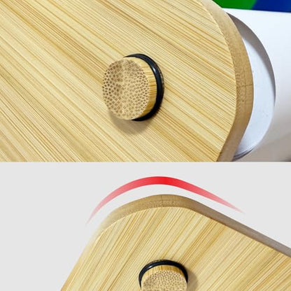 Bamboo Tabletop Paper Roll Dispenser, Desktop Art Easel with 12" x 49ft Blank Paper Roll, 4 Pen Cups, Paper Cutter for Drawing, Writing, Graffiti, Art Crafts