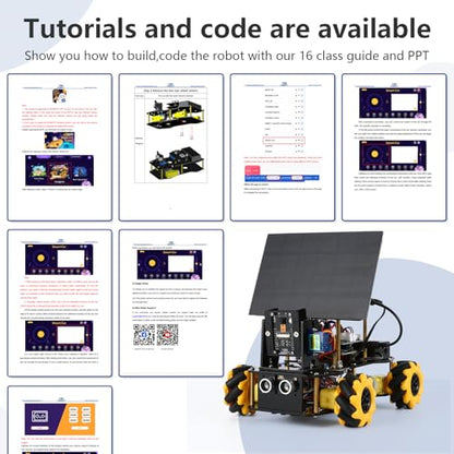 4-in-1 ESP32 Smart Camera Solar Robot Car, 4WD Remote Control Car Robotics Kit for 8-12 12-16+ Kids Teens, Electronics Programming STEM Toy Science Coding Kit Compatible with Arduino/Scratch/Phython - color: Gray