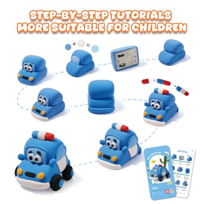 Air Dry Clay Kit for Kids - 3 Boxes Pull Back Car Making - color: City Rescue Team