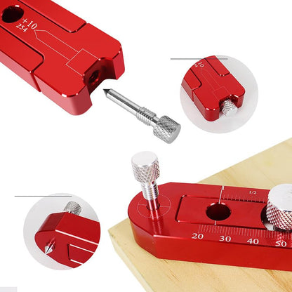 Woodworking Compass Scriber, Dual-Scale Alloy Circle Drawing Ruler, Red Scriber Tool for Woodworking, Metric/Imperial Adjustable Compass Tool for Carpenters and Craftsmen