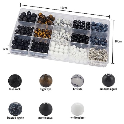6/8mm Stone Beads for Jewelry Making, 410pc Bracelet Making Kit for Adult - color: Stone Beads for Jewelry Making