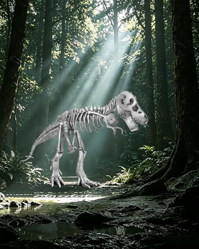 Piececool 3D Metal Puzzles T-Rex Skeleton Model Kit for Adults Animal Dinosaur Metal Puzzles Collectible Interactive DIY Building Kits, Great Birthday New Year Gifts for Men Teens 16+, Desk Decor
