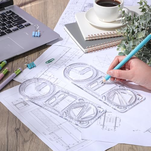 2 Pack 360 Degree Protractor, 6 Inch Multifunctional Drawing Ruler, Upgrade - style: Upgrade