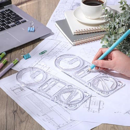 2 Pack 360 Degree Protractor, 6 Inch Multifunctional Drawing Ruler, Upgrade - style: Upgrade
