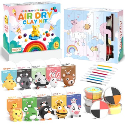 Air Dry Clay Kit for Kids 3+, 10PC Modeling Clay Animal Blind Box Craft